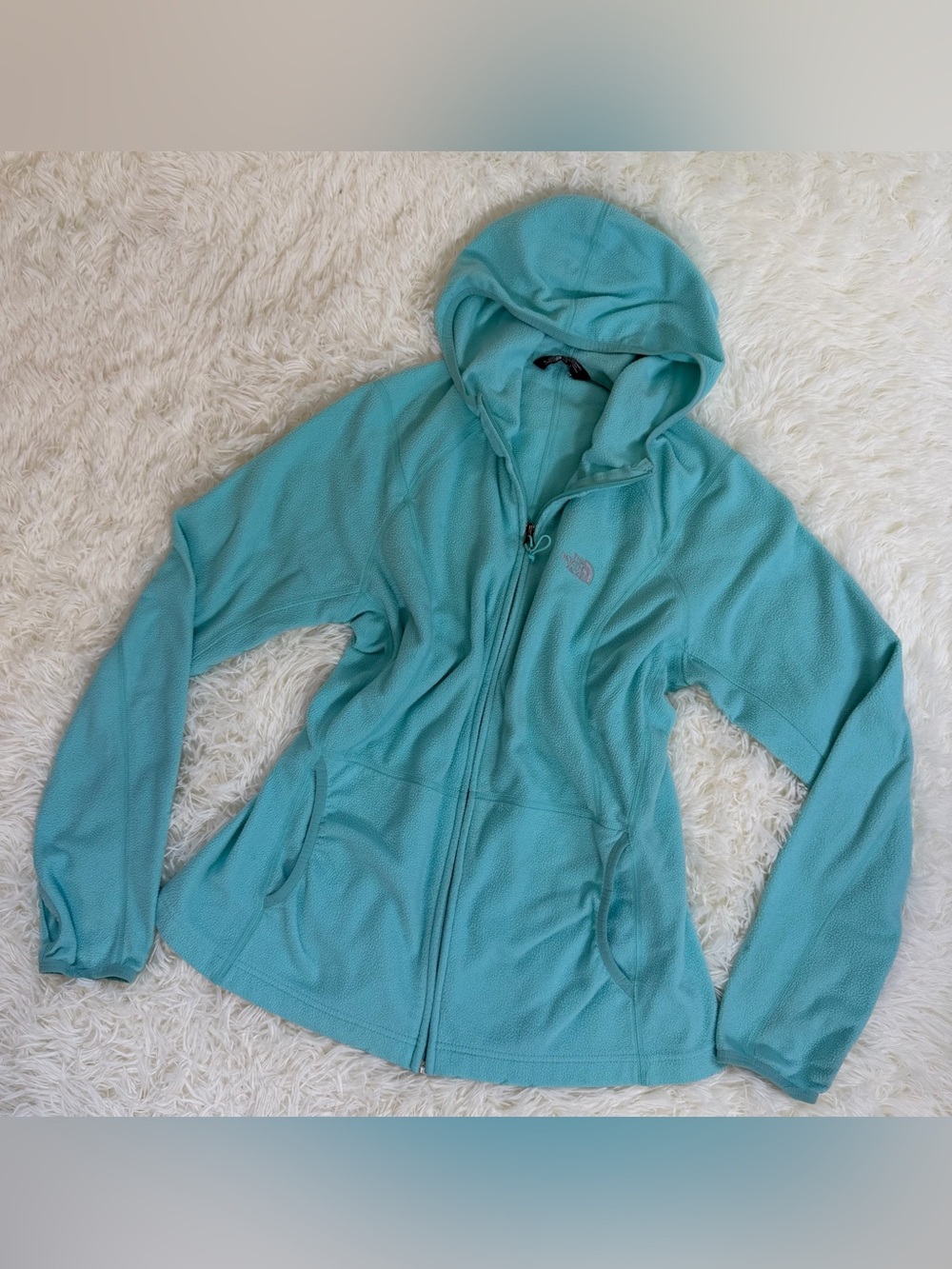 The North Face Women's Teal Zip-Up Hooded Fleece Jacket